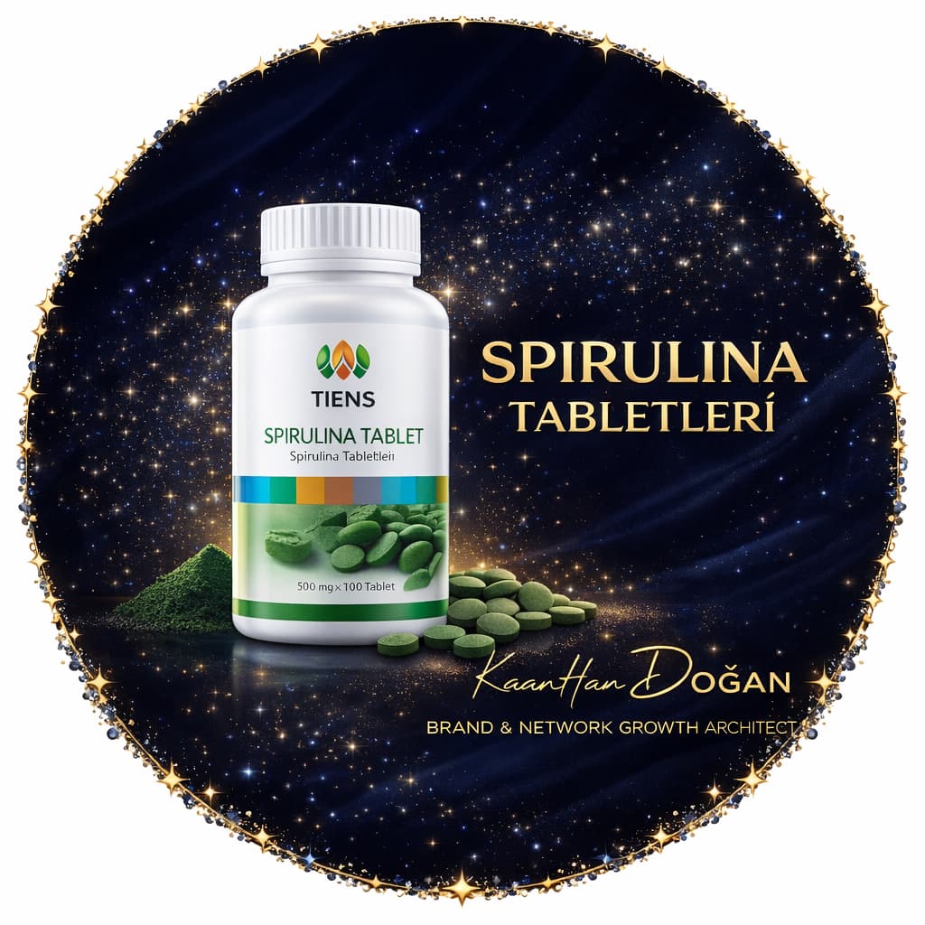 Tiens Spirulina Tabletleri ürün görseli ve Tiens Türkiye takviye edici gıda tanıtımı